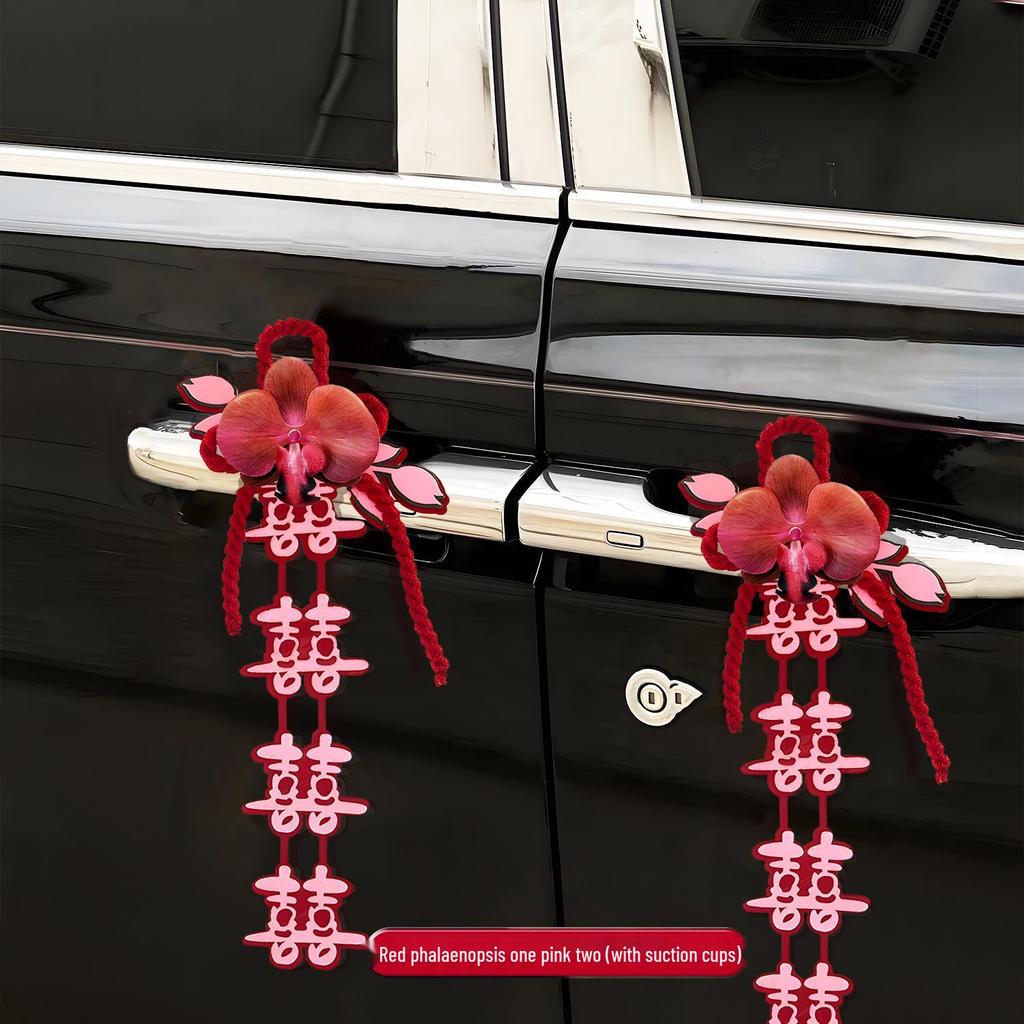 Ensemble de Fleurs de Décoration de Voiture de Mariage - Décoration de Poignée de Porte et Arrangement de Dote