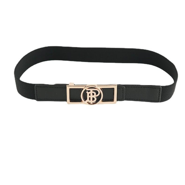 Fashion Women's Elastic Waist Belt Metal Buckle Decorative Dress Suit Waist Seal Autumn And Winter Black Stock