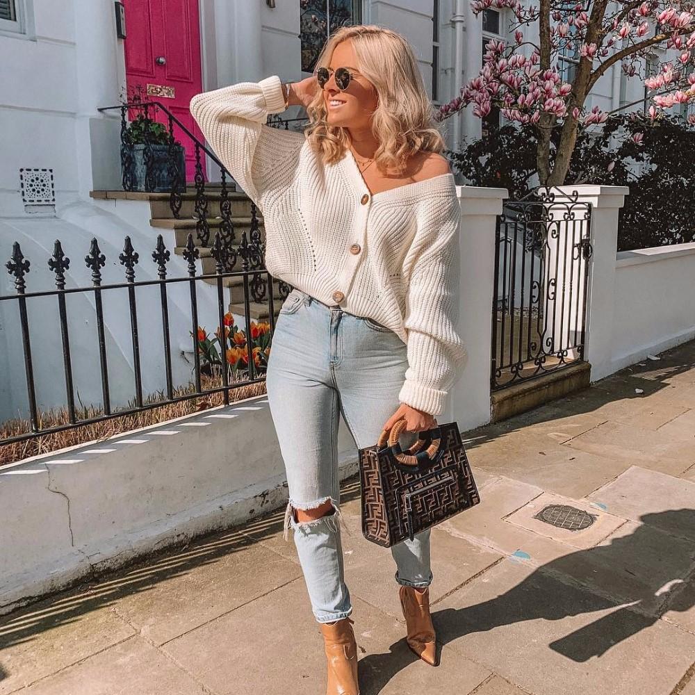 white sweater button up