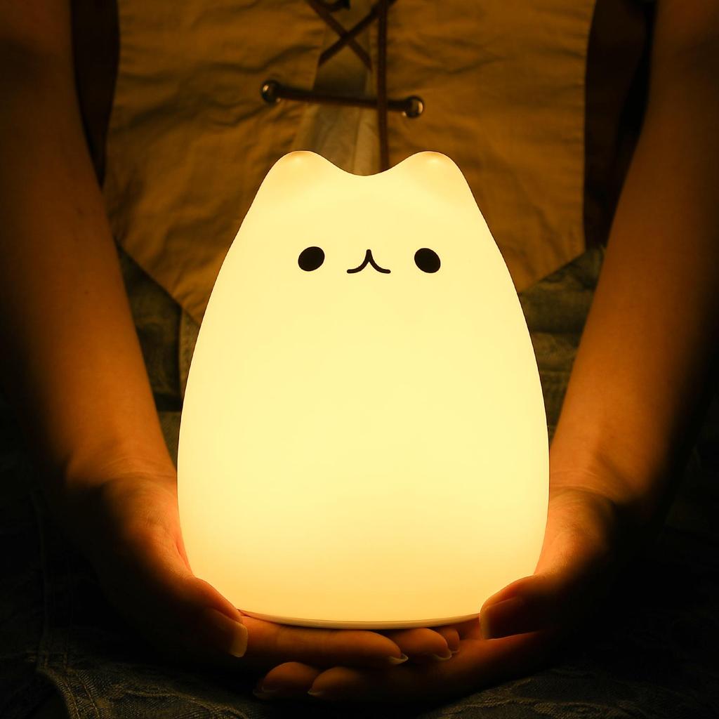 Luce Notturna LED Camera da Letto Sensore Touch Telecomando Decorazione Gatto Respirante Lampada per Allattamento