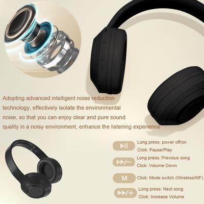 Bluetooth-Compatible 5.0 Over Ear Headphones Noise Reduction Sports Headset 40 Hours Playtime Type-C Charging for Home Office