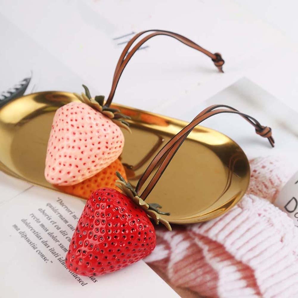 Waterproof Strawberry Key Ring 3D Red Resin Fruit Pendant Creative Versatile Bag Charm  Party