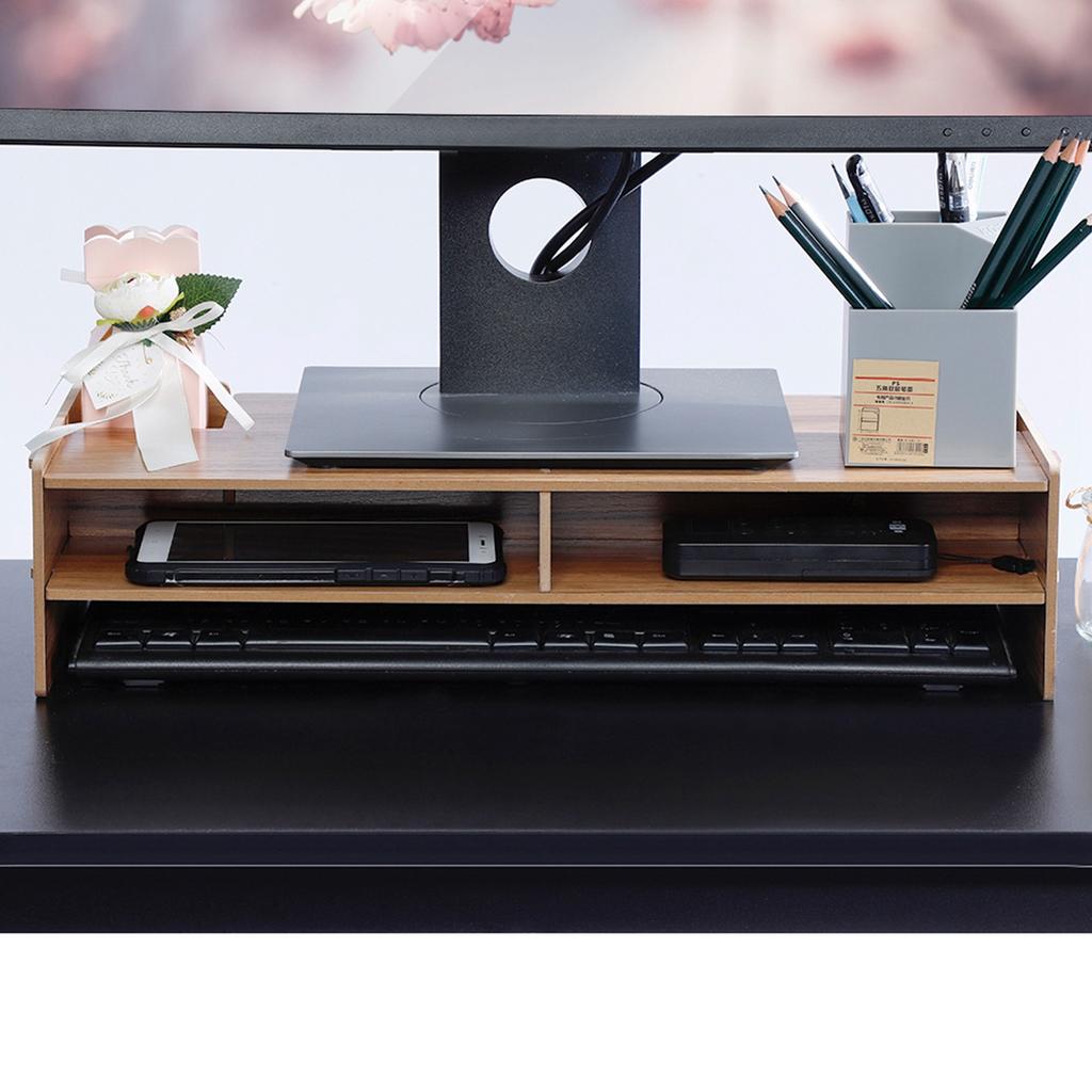 Heighten Shelf Rack Shelf Stand Holder for Display Screen Keyboard Base Bracket Wooden Black