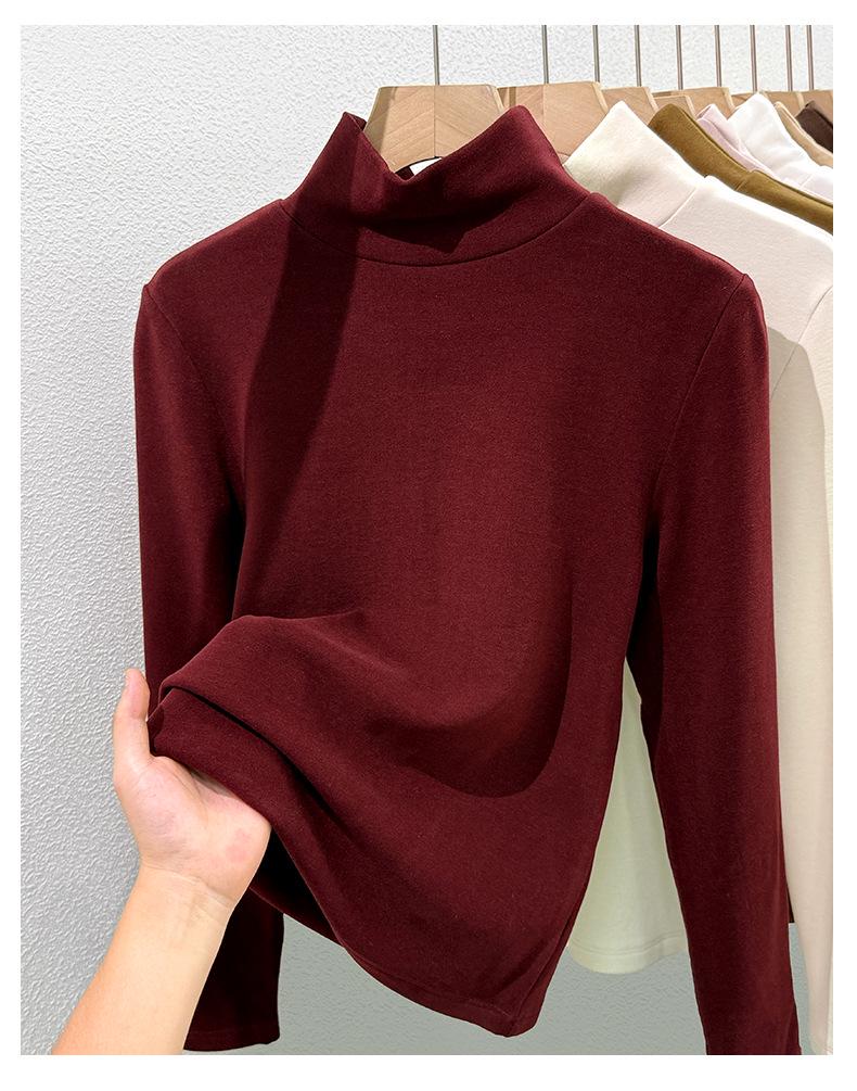 Women's 2025 Warm High-Neck Base Layer Top, Thickened Silk with Lambswool Lining