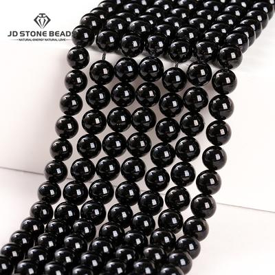 Natural Stone Bead Black Tourmaline Round Loose Spacer Gemstone 4 6 8 10 12mm For Jewelry Making Diy Bracelet Necklace Accessory