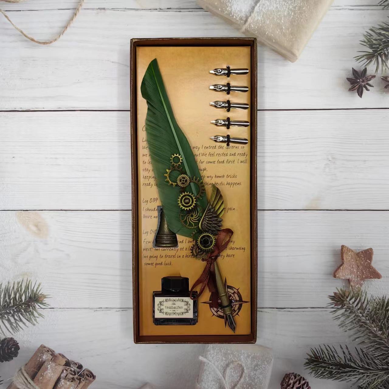 

Креативное винтажное перо, доступно для прямой продажи, механические аксессуары перо с чернильной подставкой 0.5mm армия зеленый