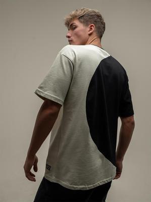 Men's Short Sleeve Oversize T-Shirt Black / Beige GOOD LUCK Loopy M