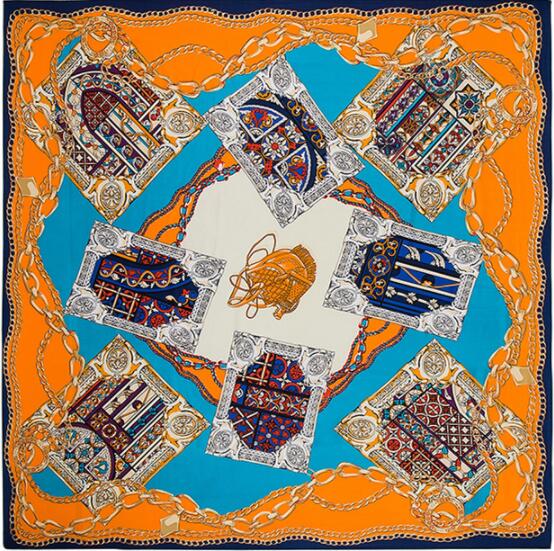 130cm*130cm  Luxury Brand Jug Poker Chain Print Silk Scarf For Women Headband,New Twill Large Square Scarves Female Shawls