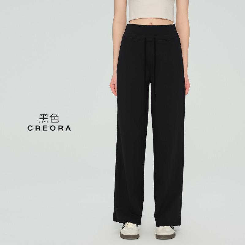 

Spring and summer drape wide-leg pants casual high-waisted sports straight-leg pants slim loose fitness trousers wear yoga pants women XL/10 чёрный