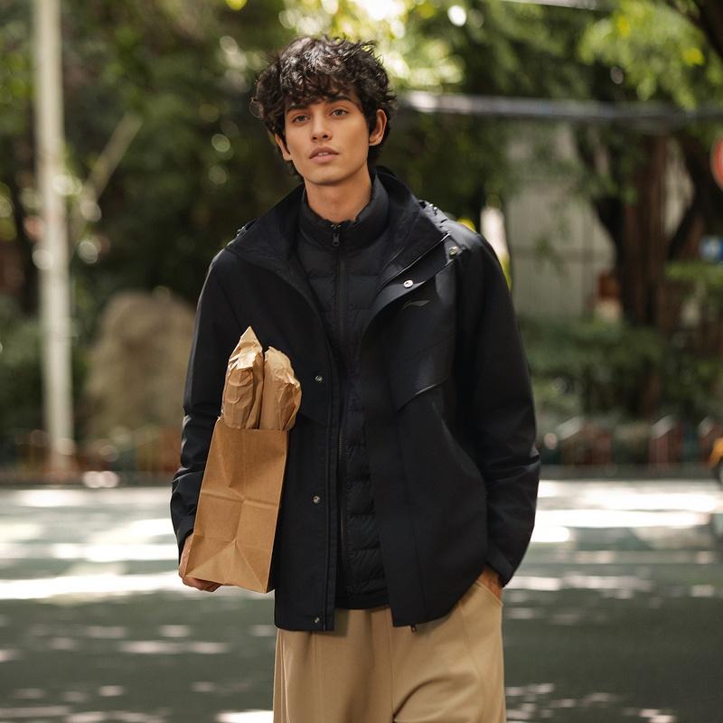 Li Ning Outdoor CF Shell Three-In-One Water-Resistant Loose Sports Windbreaker Jacket Men jackets AWBV091-3