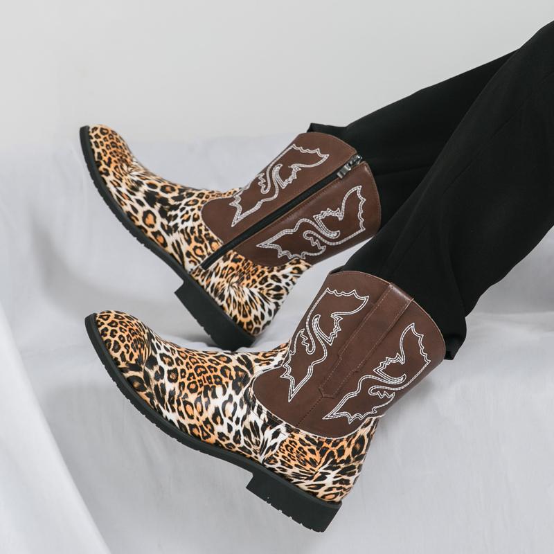 Fashion Retro Style West Cowboy High Top Embroidery Boots Autumn New Men Outdoor Casual Boots Fashion Soft Sole Comfort Motorcycle Boots