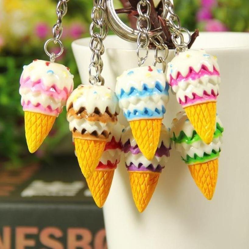 1 Pcs Random Creative Resin Simulation Food Ice Cream Ice Cream Keychain Pendant Gift