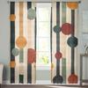 Boho Semi Sheer Curtains 2 Panels Set Vintage Multicolored Geometric Stripes Kitchen Curtains Rod Pocket Sheer Drapes Bedroom