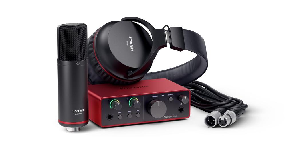[Focusrite] Scarlett Solo Studio 4th Generation USB Audio Interface Bundle for Guitarists and Vocalists with Condenser Microphone and Headphones