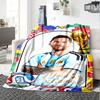 Football Messi Personalized Name Blanket Throw Customizable Blanket Ultra-Soft Perfect for Livingroom Home Decor Office Chair Couch