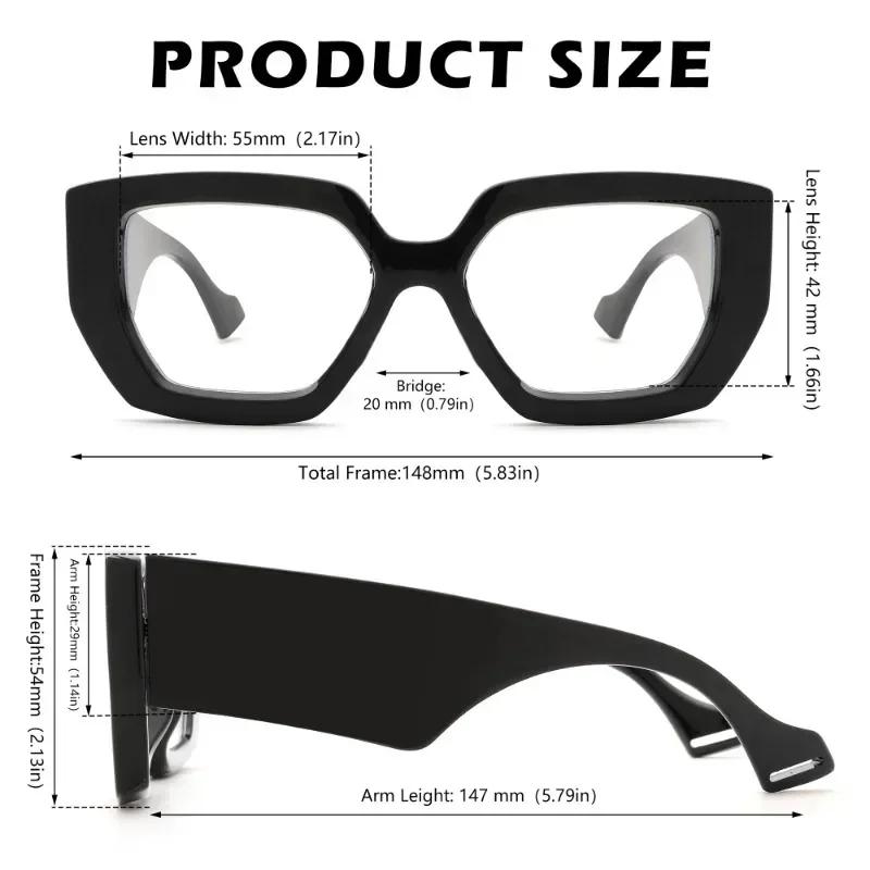 Thick Frame Blue Light Glasses For Women Men Fashion Oversized Square Computer Gaming Eyeglasses With Clear Lens