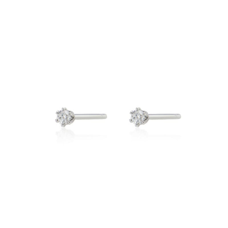 NORMALLEE [White Gold] Basic Cubic Earrings (S)