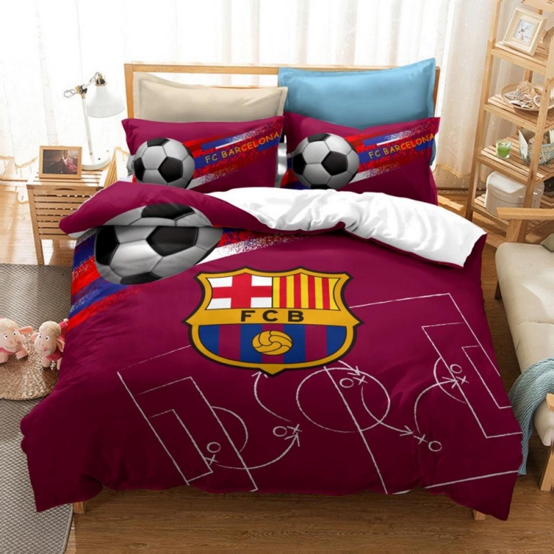 2026 NEU Luxuriös Teens FCB Fußballverein Junge Bettwäsche-Set Weiche und bequeme Bettbezug Bettdecke Bett Jugend Kinder Geschenk 155x200cm