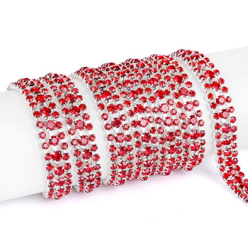 3 Reihen Krallenkette Ss8Ss16 Farbe Dichtes Strassband Strasskette Metall Glasbohrer DIY Schmuckzubehör