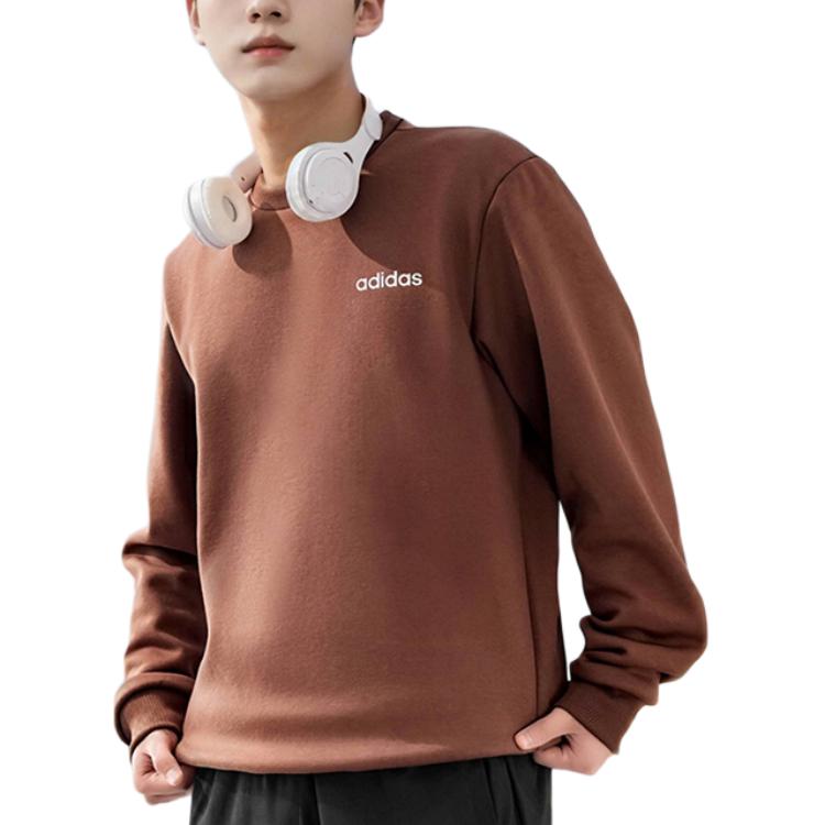 adidas Brand Logo Letter Thickened And Fleece Lined Comfortable Crew Neck Long Sleeved Pullover Sweatshirt Men's JX9402