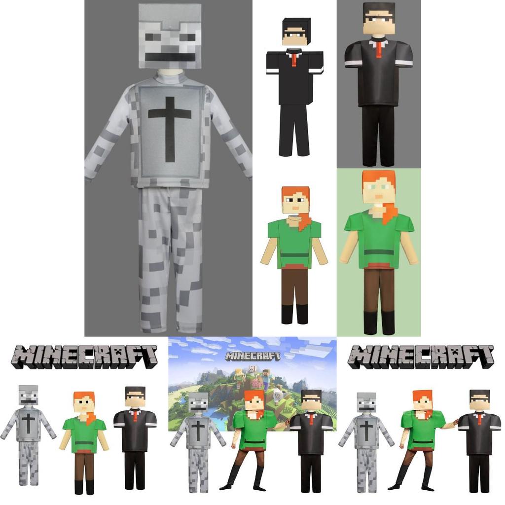 Minecraft Kids Durable Polyester Alex Suit Cosplay Game Performance Clothes For Halloween Christmas Props