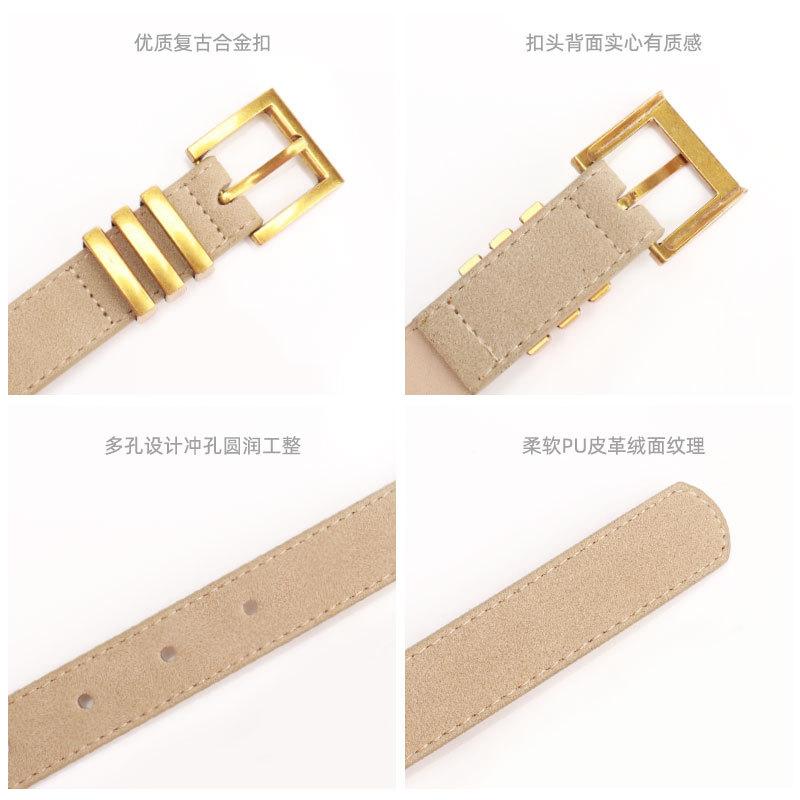 Light Luxury Retro Pin Buckle Belt Women'S Simple Jeans Decorative Belt High-End Suede Women'S Belt