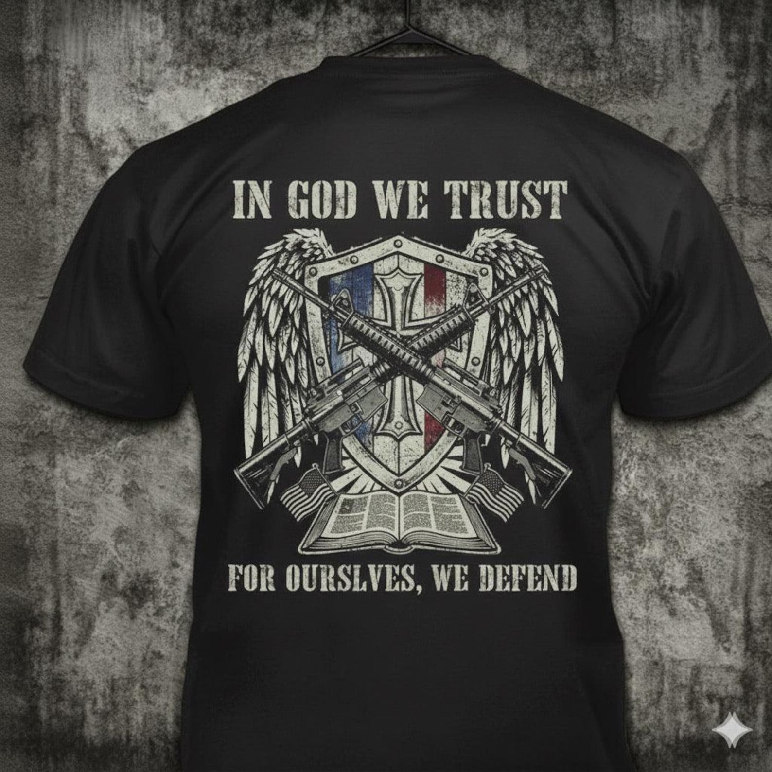 Distressed Patriotic T-Shirt – Christian 2nd Amendment Design XL