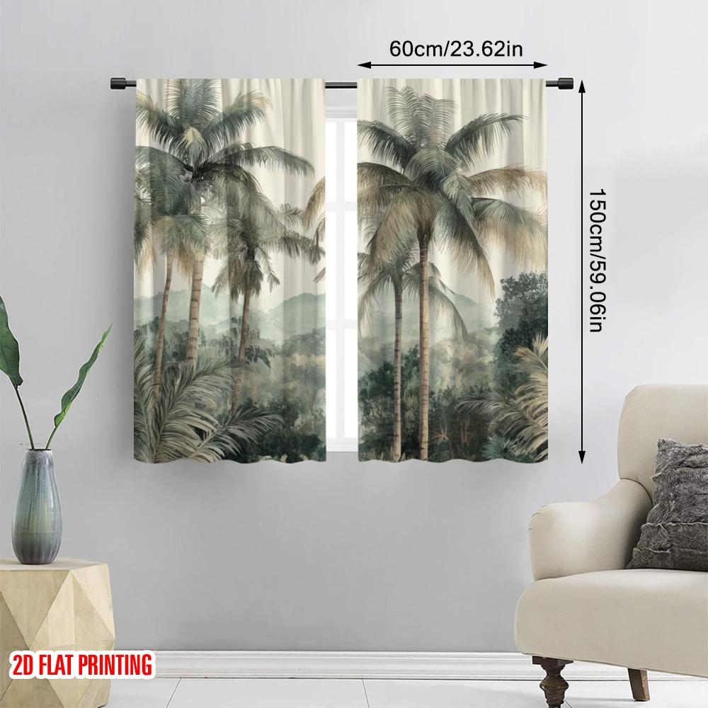 2 Stück, 2D-Flachdruck Vorhangstoff Tropical Vibes Strapazierfähiges Polyester (ohne Stange) Alle Jahreszeiten Ideal für Schlafzimmer und Verschiedenes