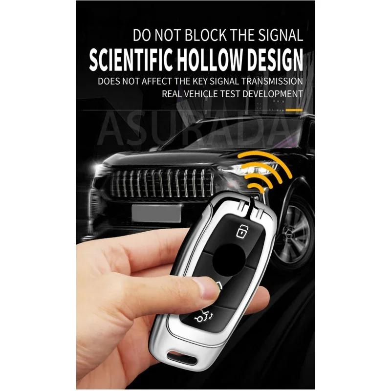 Car Tpu Zinc Alloy Key Case Bag For Mercedes Benz Amg C43 Logo Car Key Chain Car Metal Key Shell Interior Decoration Accessories