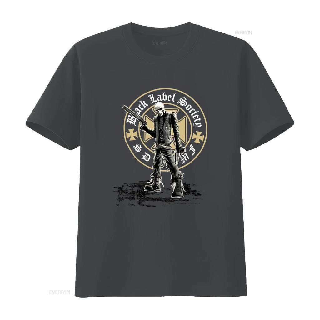 Nwot Black Label Society Band T Shirt Gothic Skull Print Rock Style Mens vintage Washed streetwear Breathable Versatile homme