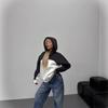 Splicing contrasting color design hooded pullover sweater women lazy drape loose top women