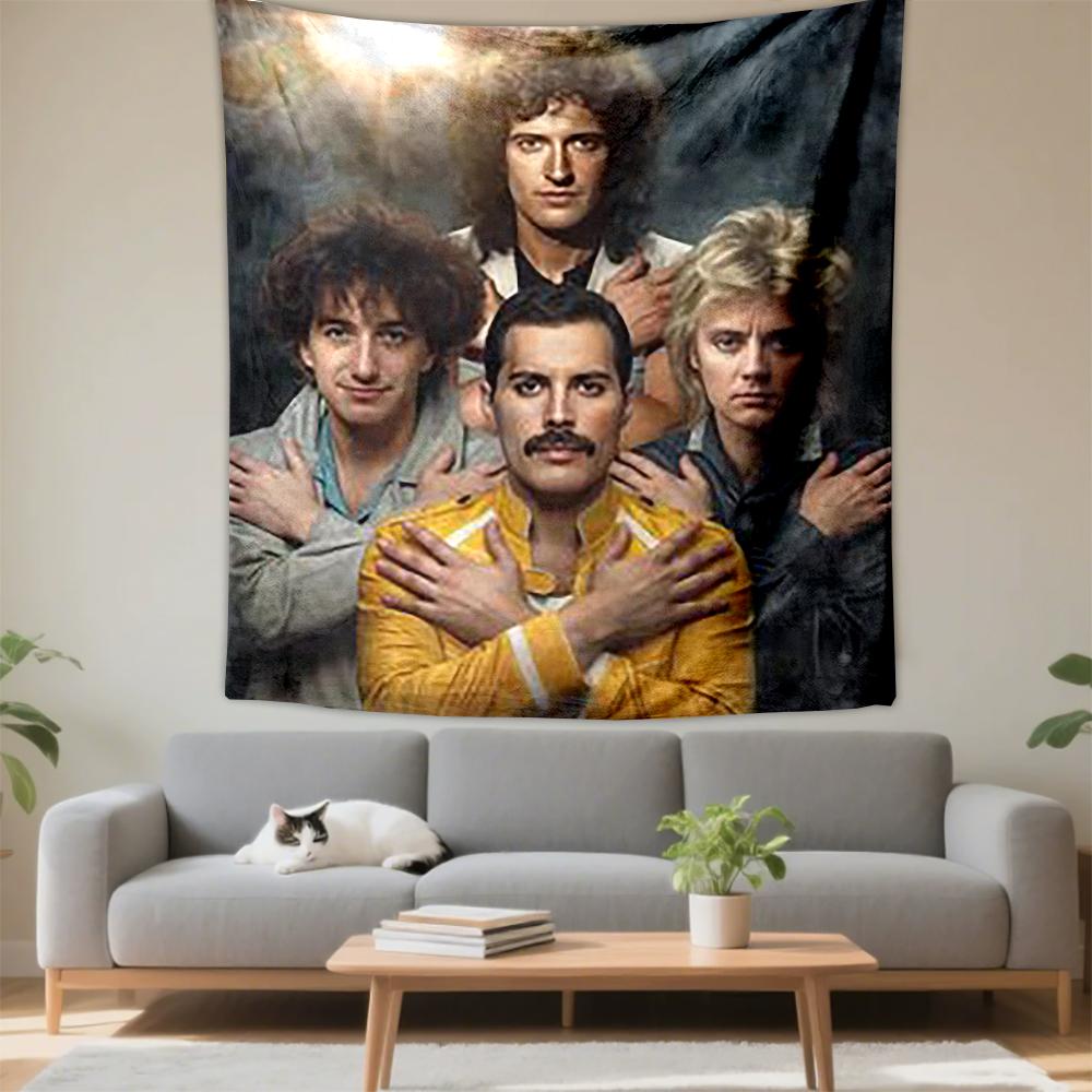 Tapestry Queen Band Crossed Arms Freddie Yellow Jacket Group Poster Wall Hanging