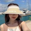 Empty top sunscreen hat, women's summer vinyl straw woven cycling visor, UV-proof large brim, face-covering beach straw hat