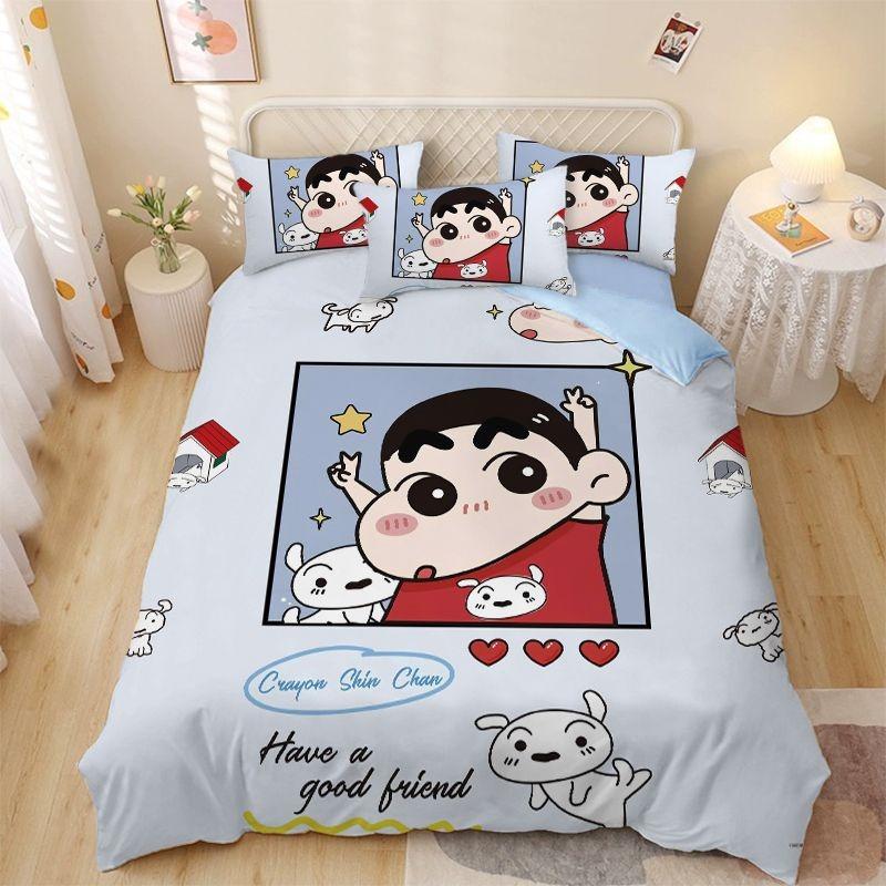 Bettwäsche-Set Crayon Xiaoxin Bettbezug Kissenbezug Niedlich Zimmer Cartoon Schlafzimmer Dekoration Teenager Kind Erwachsener Bettwäsche-Set 200x200cm