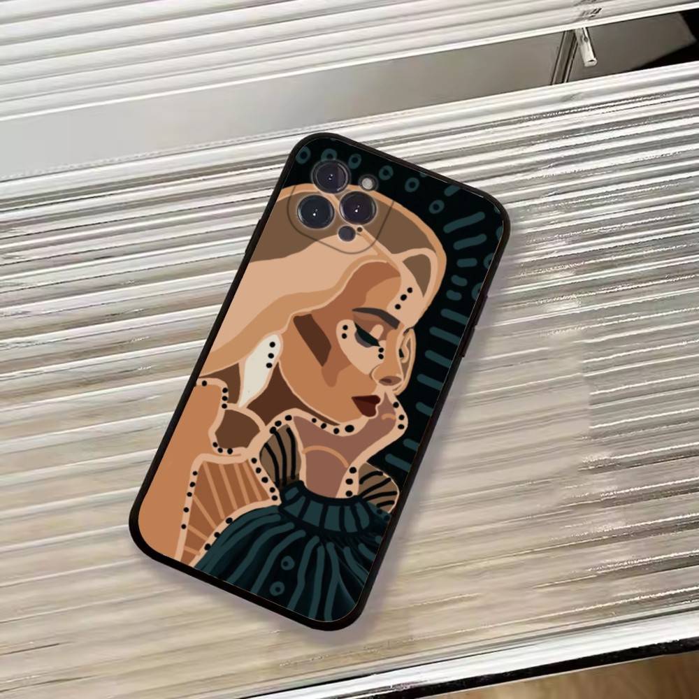 Singer A-Adele Phone Case For iPhone 17,16,15,14,13,12,11 Plus,Pro Max,XS,Soft Silicone Black Cover
