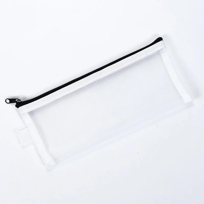 1 Piece Mesh Simplicity Solid Color Pencil Case Nylon Durable Transparent Pen Bag Large Capacity Stationery Case School Supplies