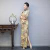 Guofeng improved cheongsam dress, new dignified catwalk Hanfu seven-quarter-sleeved long slim-fitting performance clothes