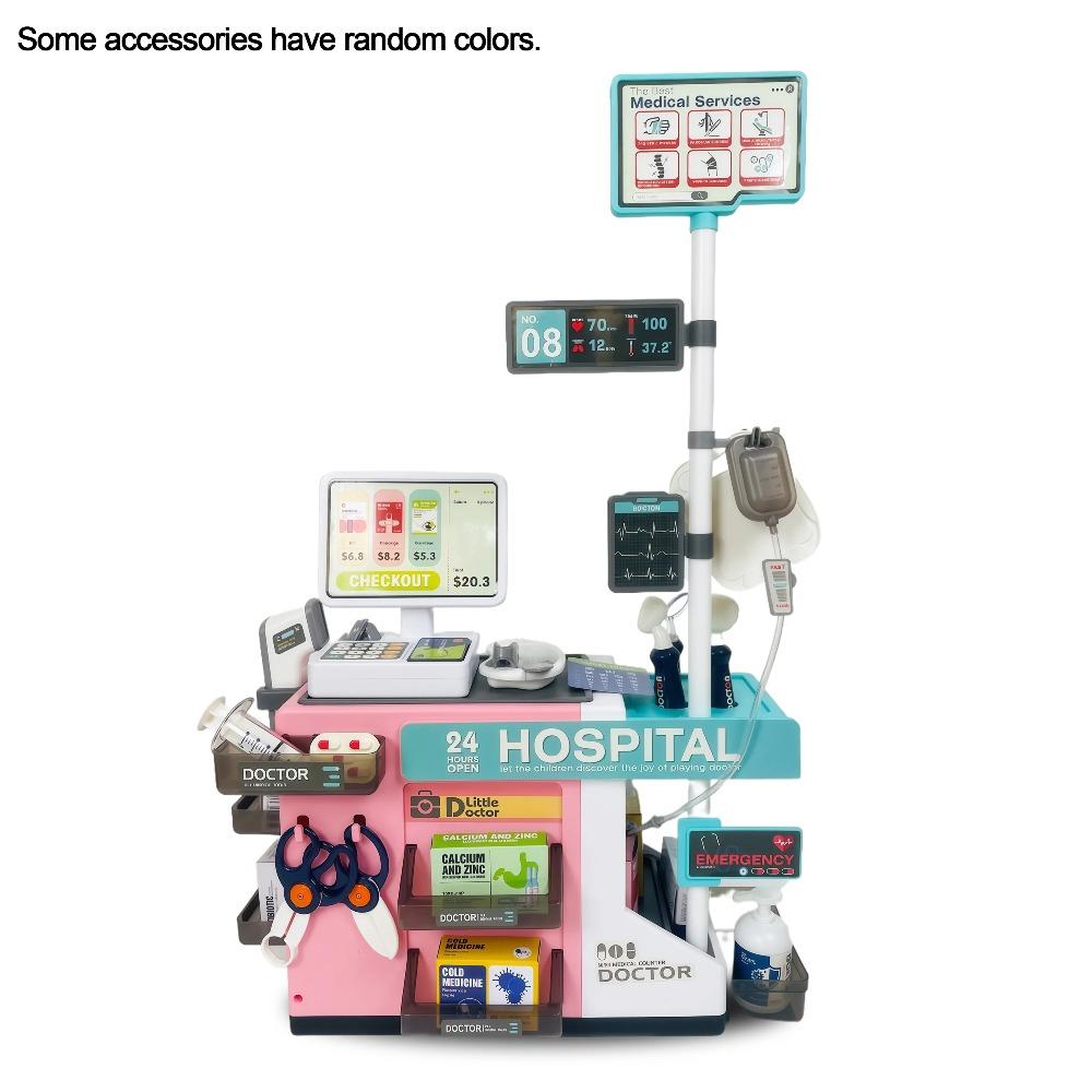 Pretend Doctor Toy Mobile Medical Station, Hospital-Themed Simulation Cashier Medical Tool Set розовый