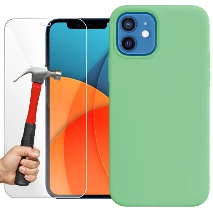 Coque Silicone Pour iPhone 13 (6,1") Vert et 2 Verres Trempés Vitre Protection d'écran E.F.Connection
