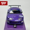 QEZT6 MINIGT 1:64 Toyota Supra A80 Top Secret GT-300 Top Secret Purple MGT Alloy Car Model 1067