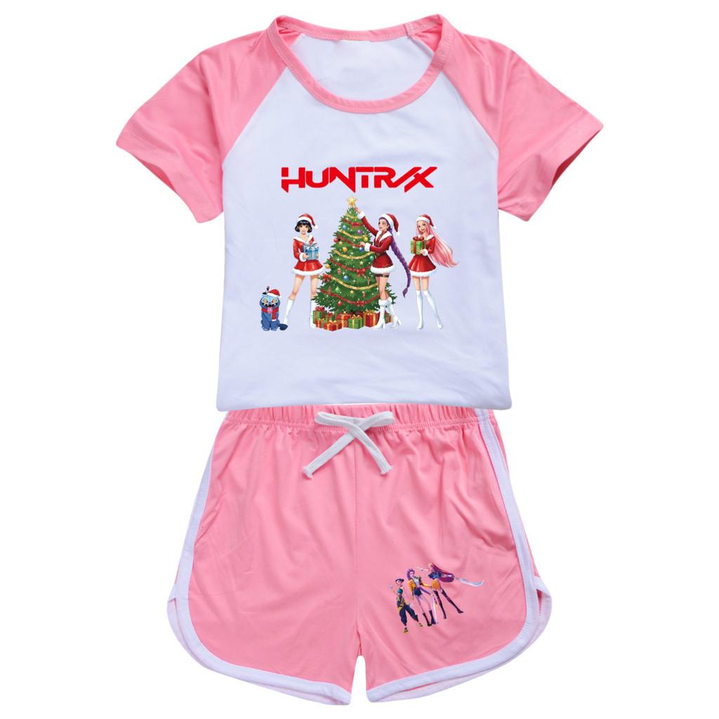 5085 Kids Girls Christmas POP Rumi Zoey Mira Print T-shirt Shorts Sport Tracksuit Clothes Set