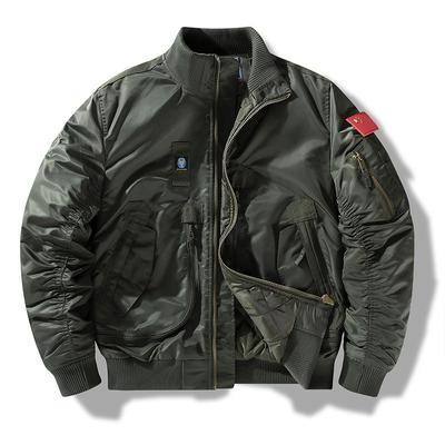 Piloten-Baumwolljacke für Herren, Herbst und Winter, verdickter Stehkragen, baumwollgefütterte Jacke, bestickte Baseball-Baumwolljacke
