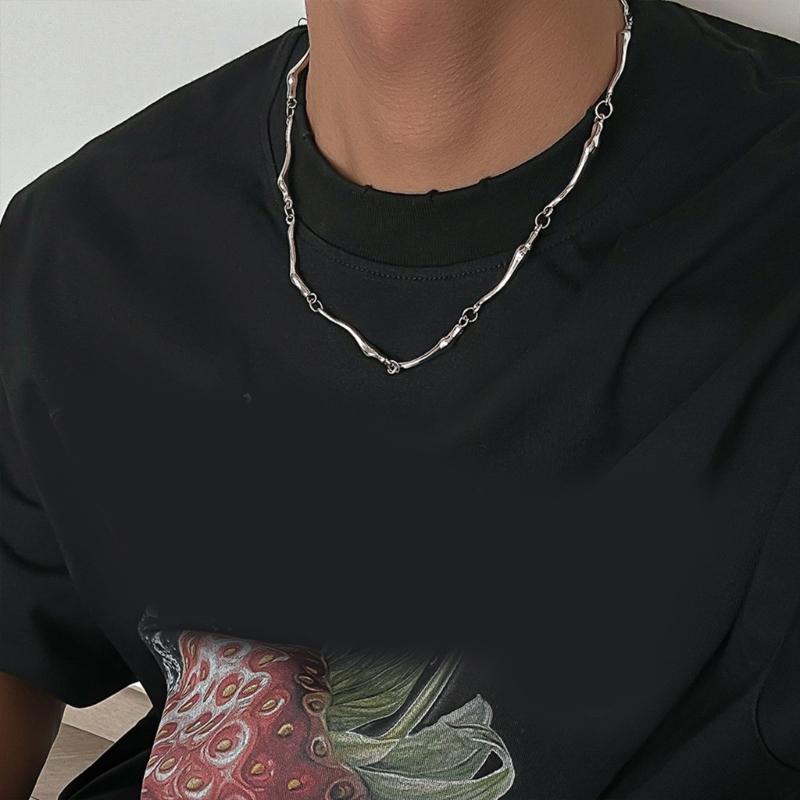 Irregular Wavy Chain Necklace Adjustable Length Neckchain Unisex Choker Ornament Trendy Accessory for Fashion Lovers