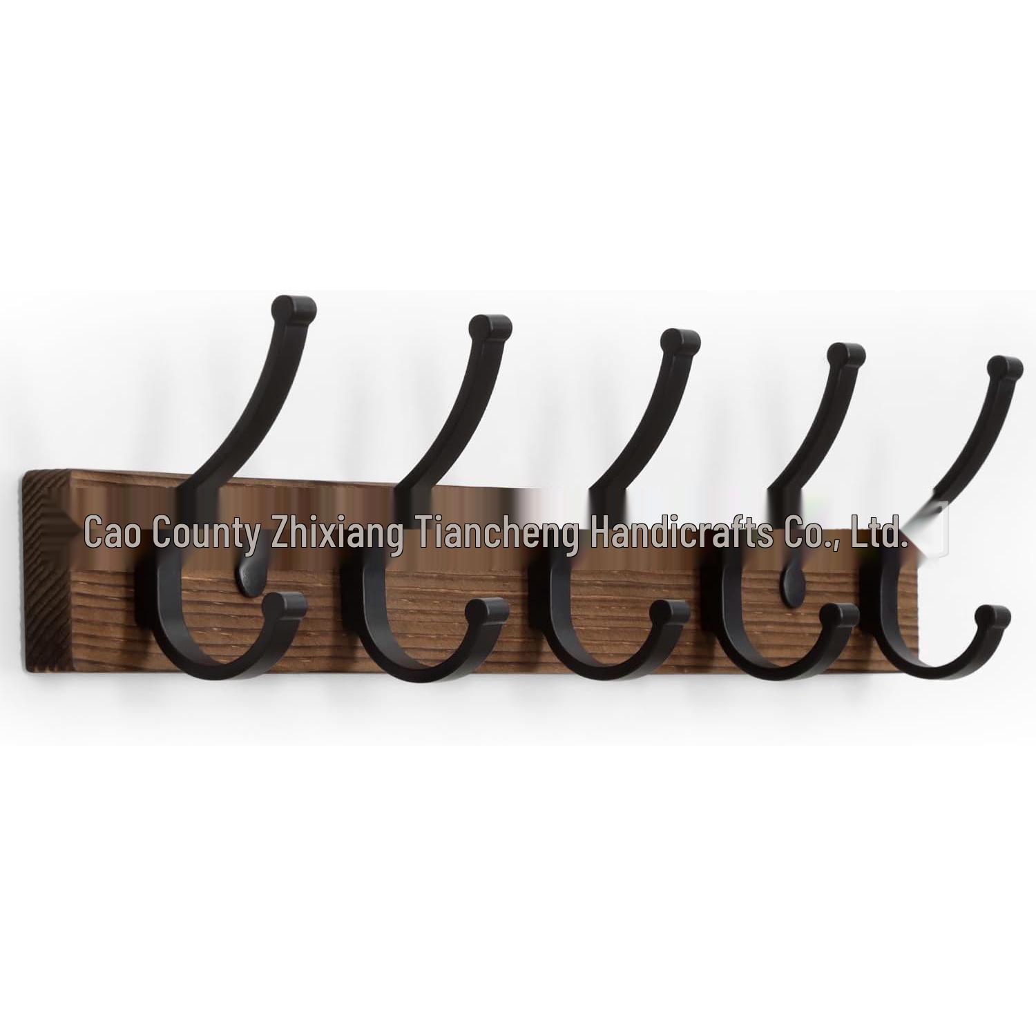 

Wall-Mounted Wooden Coat and Hat Rack with Hooks for Coats, Bags, and Towels