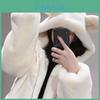 Bear Ears Hoodie For Women With Pockets Thick Polar Fleece Casual Winter Outerwear