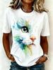 New Women's Streetwear Short-Sleeve T-Shirt Minimalist-Style Graffiti Pig Print Top Stylish and Comfortable Short-Sleeve Shirt