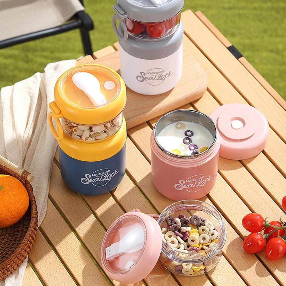 Insulation Food Thermos Container Sealed Oat Breakfast Cups with Spoon Double Layer Soup Cup  Salad