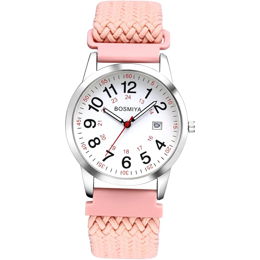 Men s Adjustable Woven Strap Watch Waterproof Arabic Numerals Analog Quartz Large Dial Date Calendar