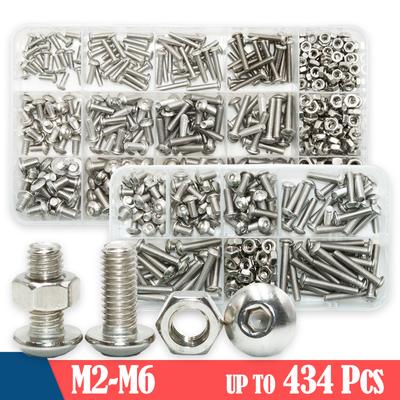 Round Pan Head Hexagon Socket Screw M2 M3 M4 M5 M6 A2 304 Stainless Steel Hex Mushroom Button Head Allen Bolt Nut for Motorcycle
