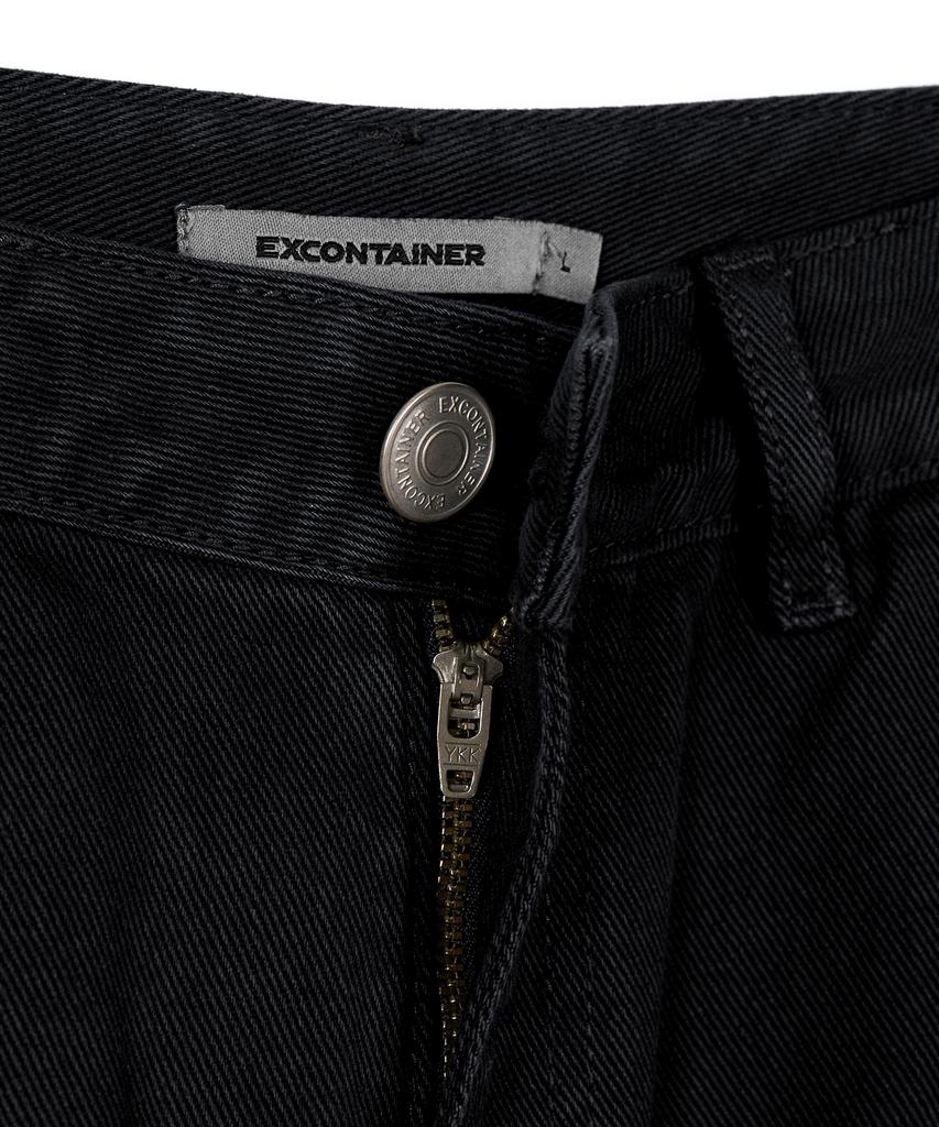 EXCONTAINER Double Knee Carpenter Garment Dyed Pants (Washed Black)